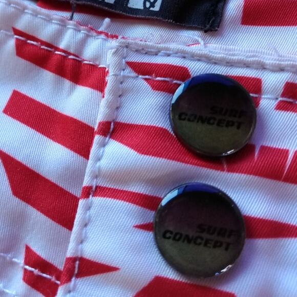 Lift Blue Mens 38 Surf Skate Swim Trunks Red White Striped Palm Board Shorts - Picture 8 of 9